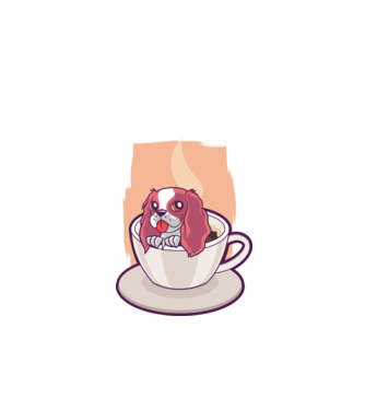 Cafea câine model negru pe tricou