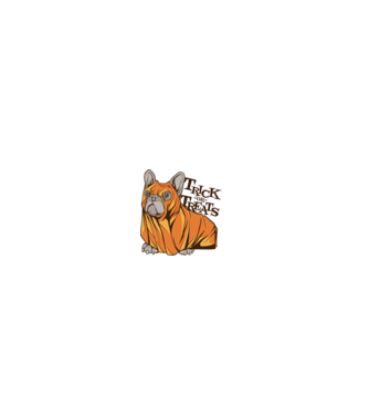 Trick or Treat Mops Halloween model gri pe tricou