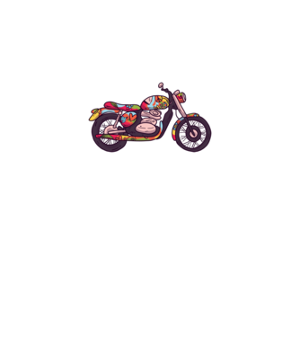 Motociclist Hippi model negru pe tricou