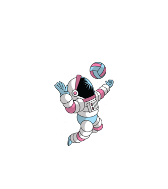 Astronaut voleibalist model negru pe tricou
