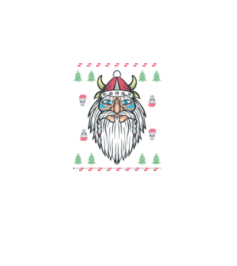Moș Crăciun viking Pulover urât model negru pe tricou