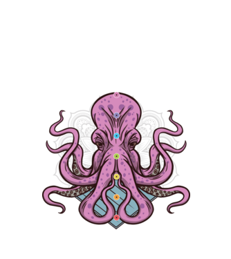 Yoga Octopus model negru pe tricou