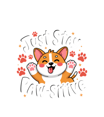 Just Stay Paw-sitive Negru model alb pe tricou