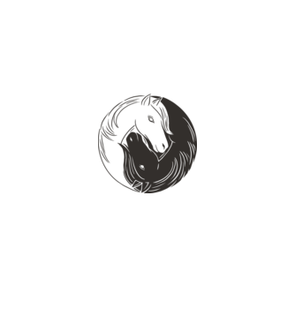 Călăreț Yin Yang model alb pe tricou