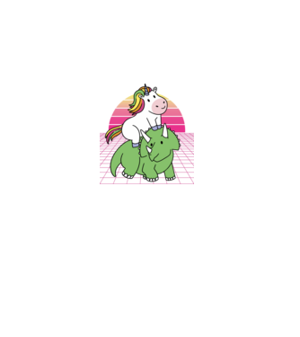 Unicorn pe dinozaur retro model albastru închis pe tricou