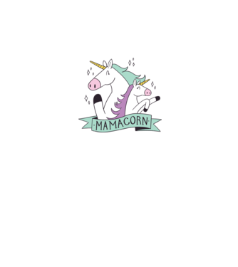 Mamacorn model alb pe tricou