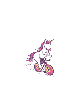 unicorn cu bicicletă model nisipiu pe tricou
