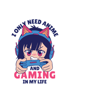 Am nevoie doar de Anime și Jocuri model albastru deschis pe tricou