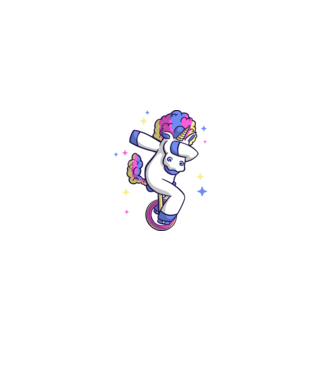 Unicorn pe monociclu model negru pe tricou