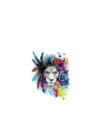 lion color jungle model alb pe tricou