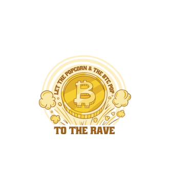 Bitcoin to the Rave model alb pe tricou
