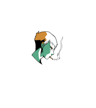 Anime băiat fumător model verde pe tricou
