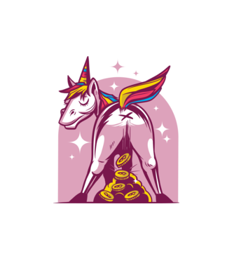 Unicorn Bitcoin model alb pe tricou