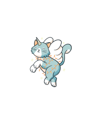Pisică Unicorn model alb pe tricou