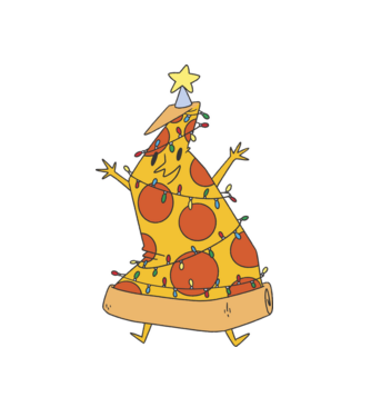 Pizza pom de Crăciun model alb pe tricou