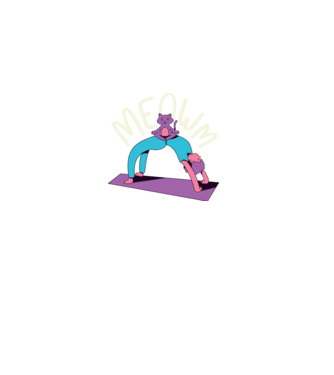 Meowm - Pisică Yoga model albastru închis pe tricou