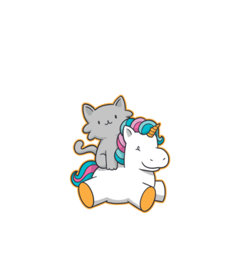 Unicorn Cu pisică model negru pe tricou