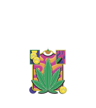Hippy Cannabis model negru pe tricou