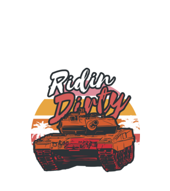 Ridin Dirty tricou cu tanc model negru pe tricou