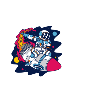 Astronaut DAB model albastru deschis pe tricou