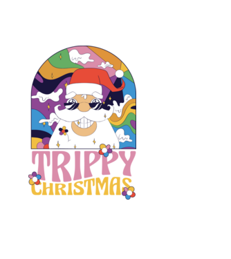 Trippy Christmas model negru pe tricou