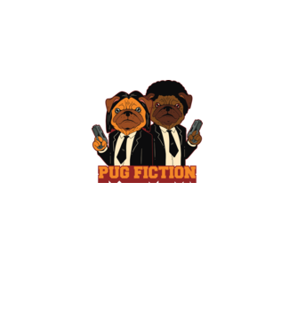 Pug Fiction Pugs Mops Pulp Fiction parodie model alb pe tricou