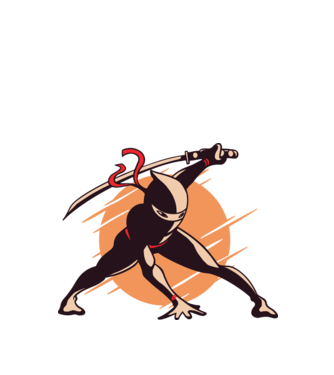 Ninja model alb pe tricou
