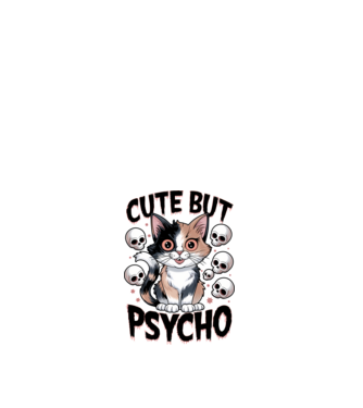 Cute, but Psycho pisică Alb model alb pe tricou