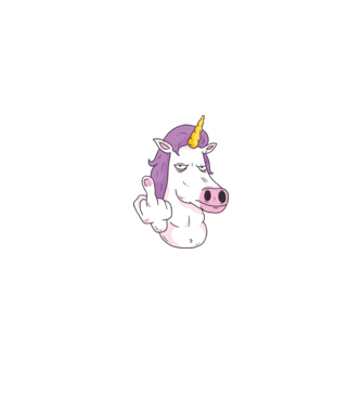 Unicorn arată degetul model negru pe tricou