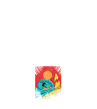 Afiș Surf model alb pe tricou