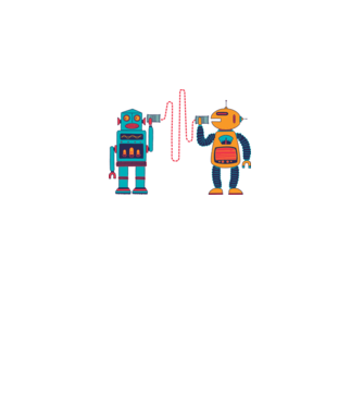 Walkie Talkie Robot model alb pe tricou