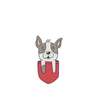 Buzunar pentru Bulldog francez drăguț model turcoaz pe tricou