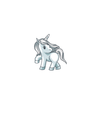 Unicorn de argint model negru pe tricou
