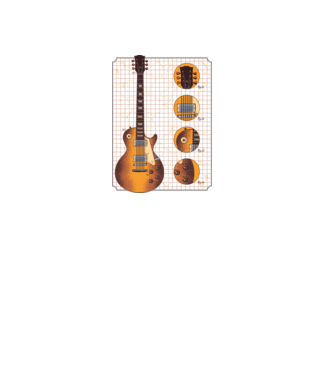 Gibson Chitară desen gold model alb pe tricou