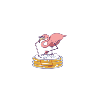 Flamingo cu bere model liliachiu pe tricou