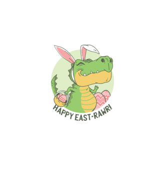 Paște Fericit tricou cu dinozaur model alb pe tricou