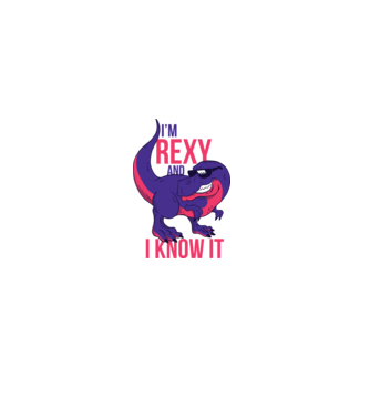 'I''m Rexy and I know it - tricou dinozaur amuzant' model alb pe tricou