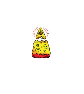 Illuminati Pizza model negru pe tricou
