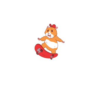 Hamster Skateboarder model gri pe tricou
