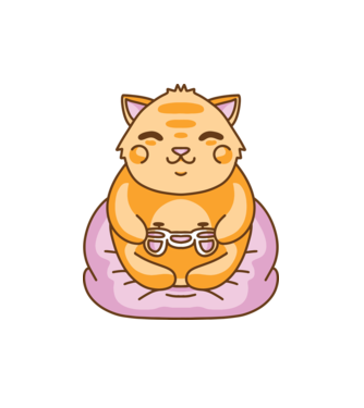 Pisică Gamer Kawaii model alb pe tricou