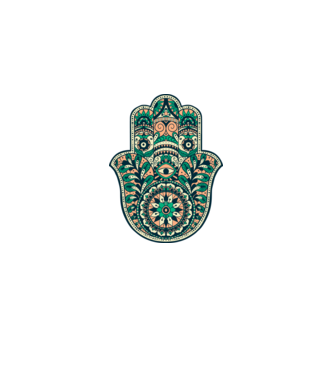 Mână Hamza - Mâna lui Dumnezeu Mandala model alb pe tricou