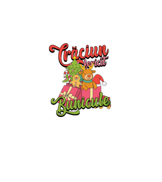 CRĂCIUN FERICIT BUNICULE model negru pe tricou