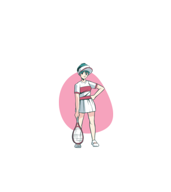Anime Jucător de tenis fată model alb pe tricou