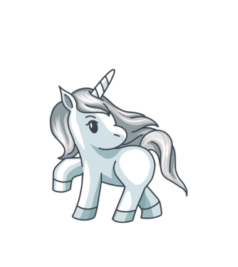Unicorn de argint model alb pe tricou