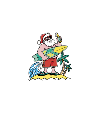 Santa Claus Summer model alb pe tricou