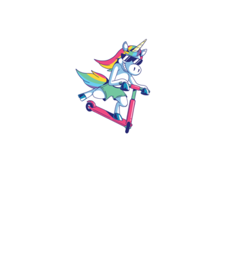 Unicorn cu trotinetă tricou amuzant model negru pe tricou