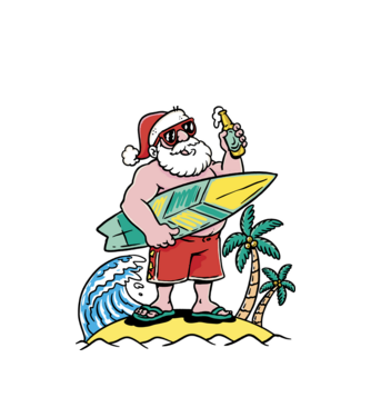 Santa Claus Summer model alb pe tricou