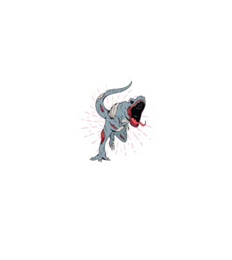T-rex Zombie model alb/roșu pe tricou