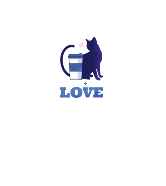 Cafea + Pisici = dragoste model turcoaz pe tricou