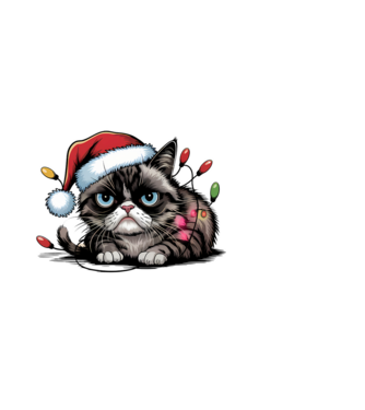 Christmas Spirit Grumpy Cat Negru model alb pe tricou